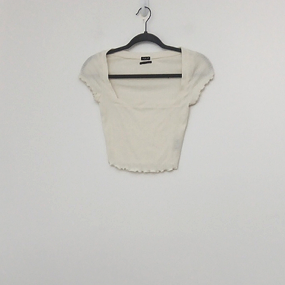Out From Under For Urban Outfitters Blouse Women's Size XS Crop Cream‎ Ribbed